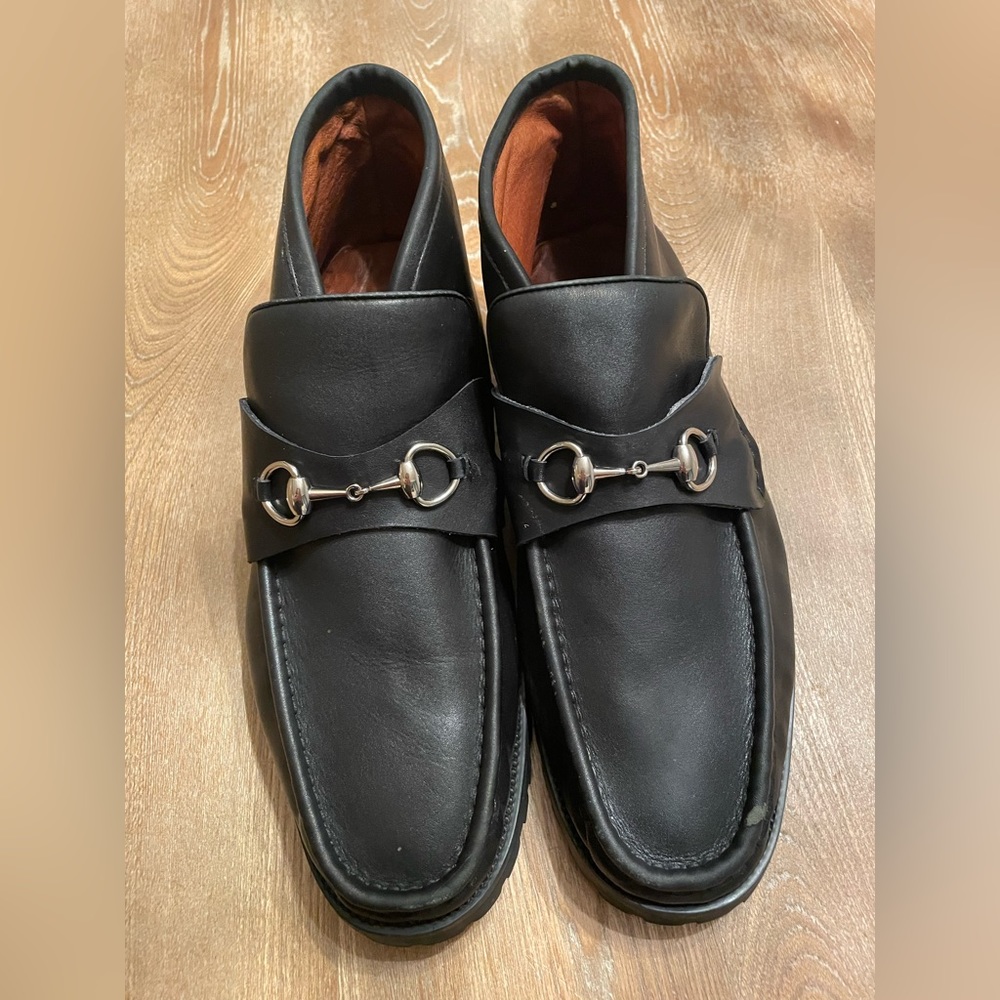 Gucci Mens Horsebit calf skin ankle boots